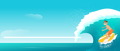 手绘清新卡通夏季旅游度假促销广告微信公众号素材图片背景