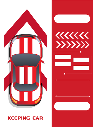 红色简约卡通汽车维修海报背景