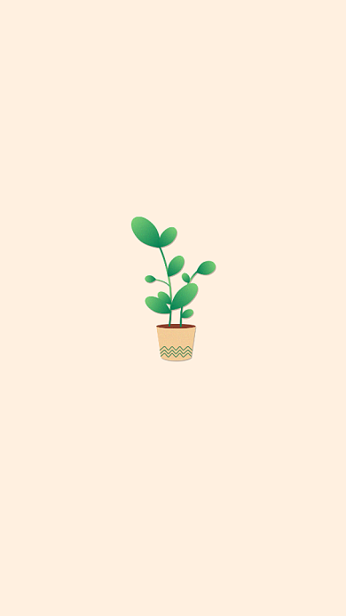简约盆栽插画手机壁纸背景