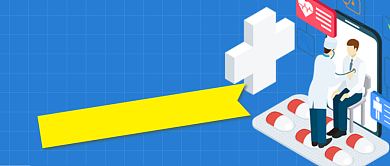 蓝色卡通网格医院年末专业体检公众号首图背景