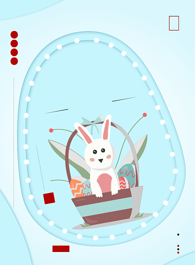 复活节节日兔子蓝白色卡通印刷海报背景