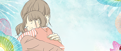 母亲节母女蓝色感恩母亲节手绘公众号首图背景