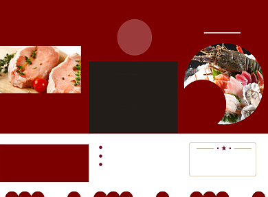 红色高级宴会美食餐饮菜单三折页模板背景