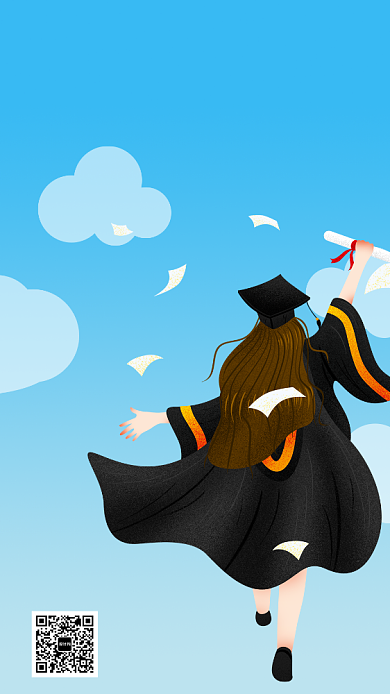 蓝色校园青春毕业季手机海报背景