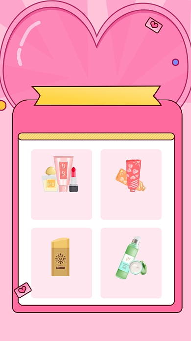 粉色情人节化妆品特卖手机海报背景