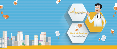 健康医疗优质服务漫画卡通公众号首图背景