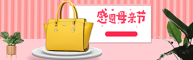 粉色简约母亲节箱包淘宝banner背景