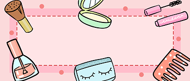 少女心卡通化妆品测评公众号首图背景