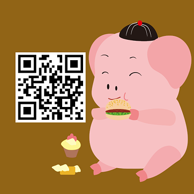 手绘卡通猪年二维码背景