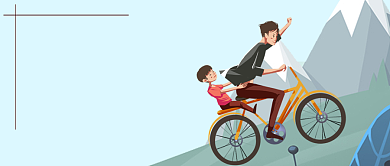 创意卡通手绘父亲节郊游插画微信公众号素材图片背景