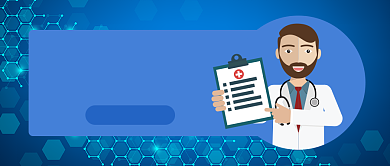 蓝色科技卡通医生日常医疗常识公众号首图背景