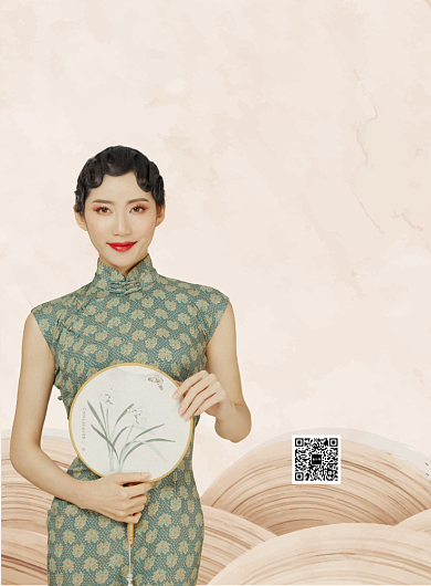 咖啡色中国风服饰服装新品旗袍促销印刷海报背景