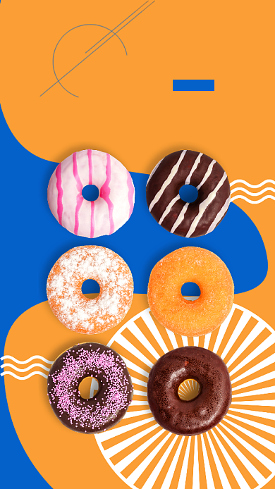 简约风格面包甜圈烘焙手机海报背景
