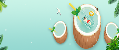 蓝色扁平泰国进口椰子冻公众号首图背景