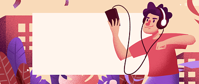 扁平简约卡通潮流五四青年节公众号首图背景