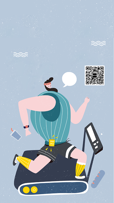 插画风卡路里燃烧吧运动健身手机海报背景