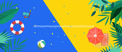 避暑旅行出行海岛漫画小清新公众号首图背景