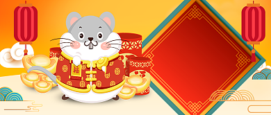 中国风红色喜庆春节过年公众号首图背景