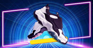 炫彩运动鞋年货节促销海报背景