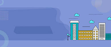 蓝色房地产卡通样板房租售公众号首图背景