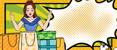 黄色卡通惊喜全场五折怎能公众号首图背景