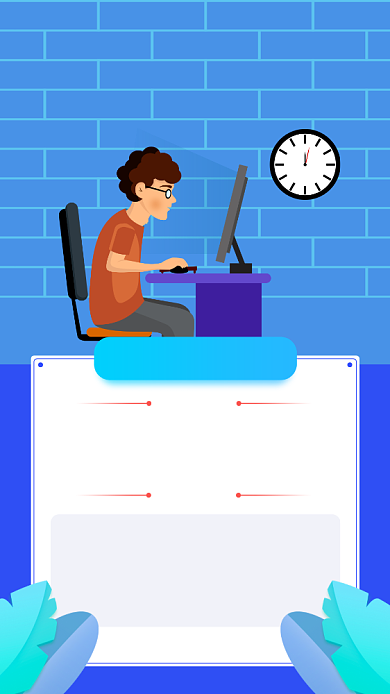 蓝色扁平风招聘程序员宣传手机海报背景