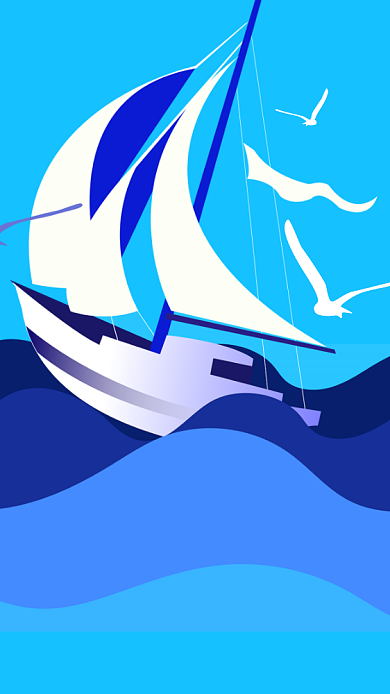 浅蓝色创意简约中国航海日手机海报背景