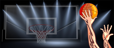 篮球对抗赛卡通手绘手机首图背景