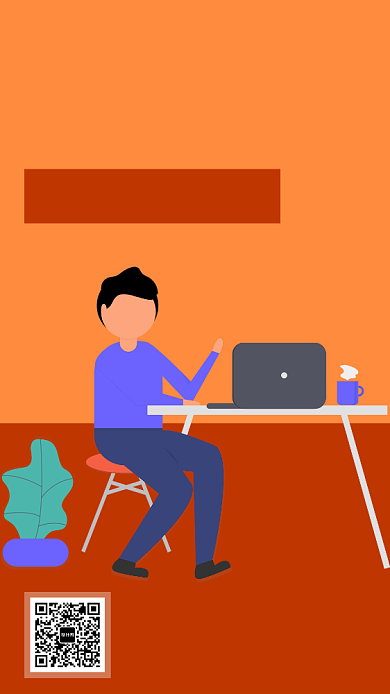 橘黄色红色拼接编程班宣传海报背景