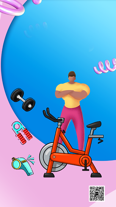 扁平全民健身手机海报背景