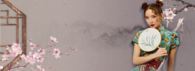 国潮民国女装淘宝banner背景