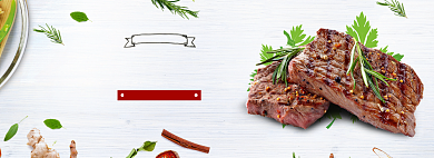 简约牛排美食促销banner背景