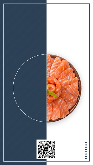 双色拼接日式日料手机海报背景