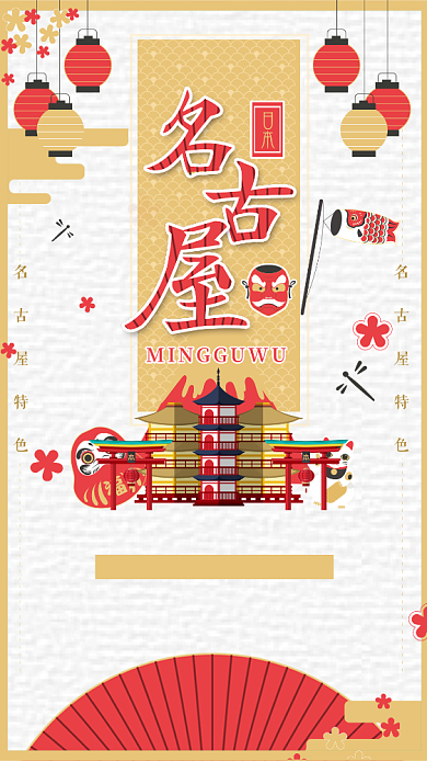 日本名古屋旅游手机海报背景