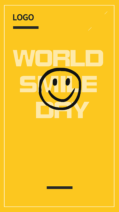简约黄色世界微笑日宣传海报背景
