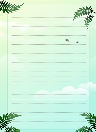 绿色浅色文艺范小清新信纸背景