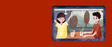 红色喜庆男孩女孩温暖回家路公众号首图背景