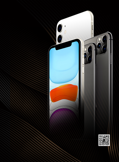 黑色简约iPhone11苹果手机促销海报背景
