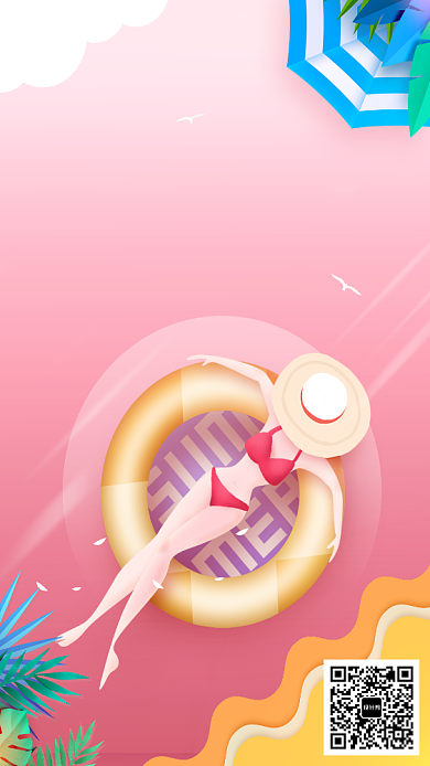 七月泳池比基尼海报背景