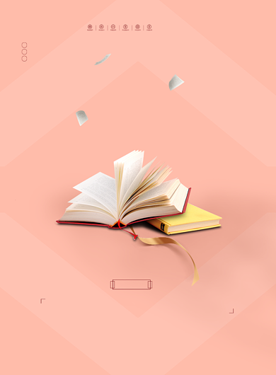 世界读书日主题粉色简约书本印刷海报背景