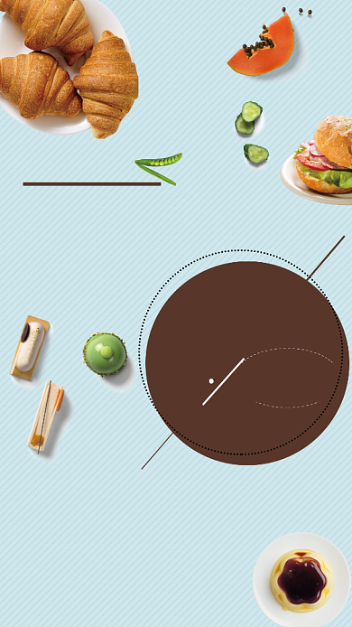 简约面包早餐手机海报背景