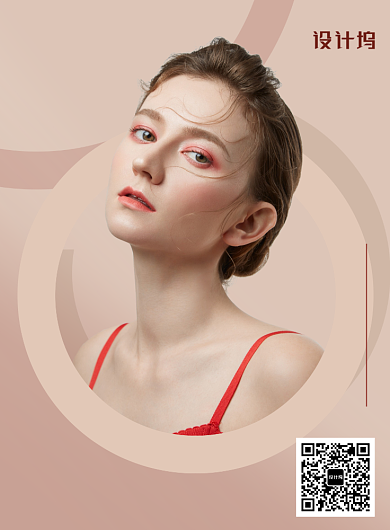 红色简约复古人像美容美发宣传海报背景