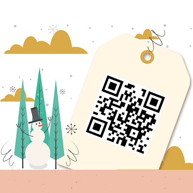卡通手绘圣诞节扫码二维码背景