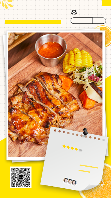 日签月签美食手机海报背景