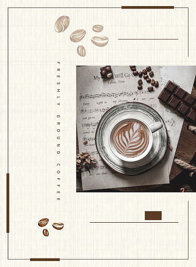 米色简约实景图餐饮美食现磨咖啡印刷海报背景