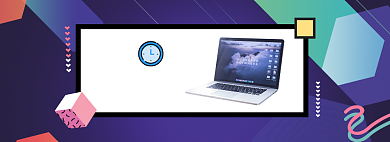 笔记本电脑简约几何蓝色促销海报背景