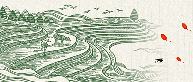 谷雨灯笼绿色手绘公众号首图背景