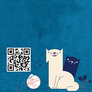 卡通宠物店二维码背景