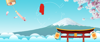 蓝色小清新风日本旅游全攻略公众号首图背景