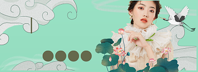 国潮新年女装海报banner背景